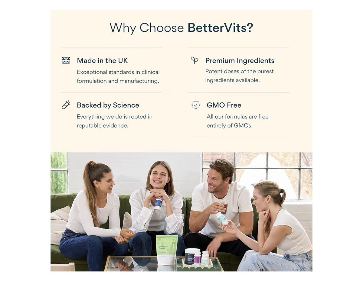 Bettervits Probiotics Complex 75 Billion CFU Women Men Digestive Gut Health 30ca