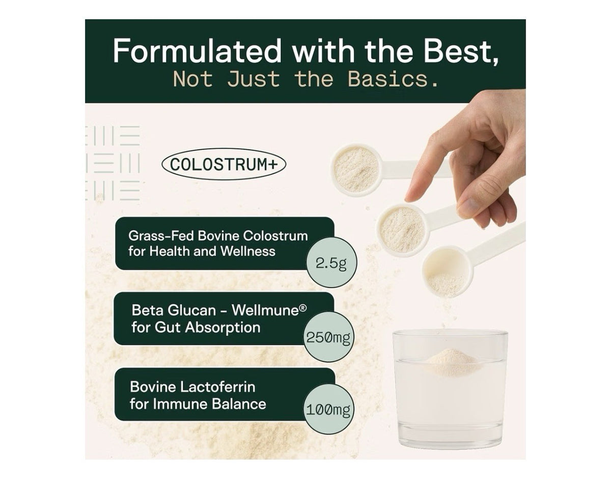 Adapt Naturals Colostrum+ Bio-Avail Supplement with Lactoferrin Beta-Glucan 84g