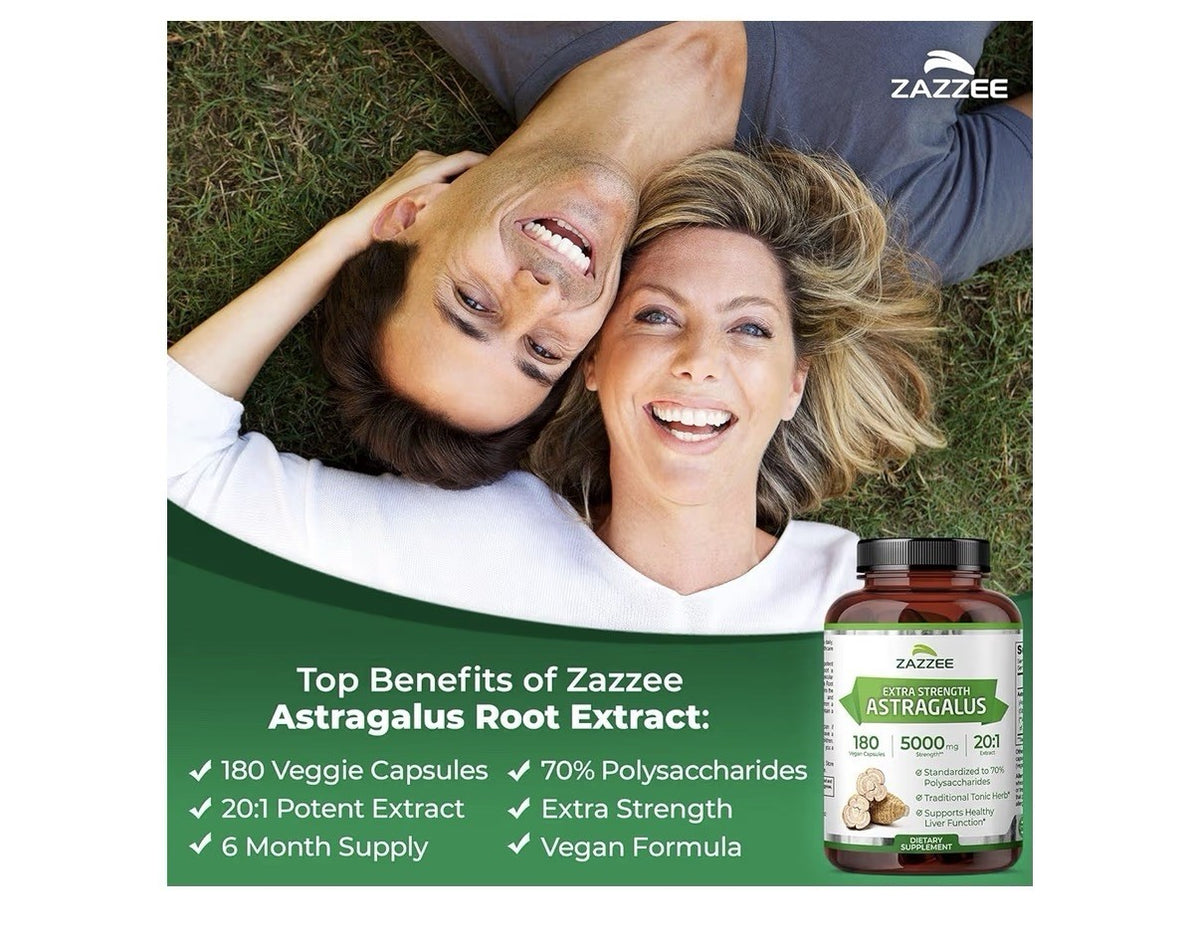 Zazzee Astragalus 70% Polysaccharides Traditional Tonic Herb Liver Support 180ca