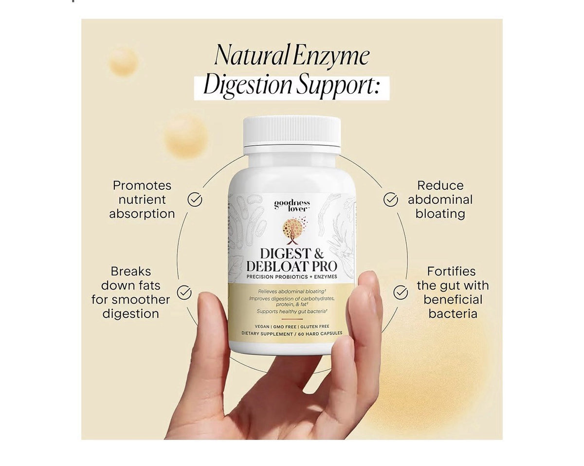Goodness Lover Digest & Debloat Pro Natural Digestive Enzymes Probiotics 90 Caps