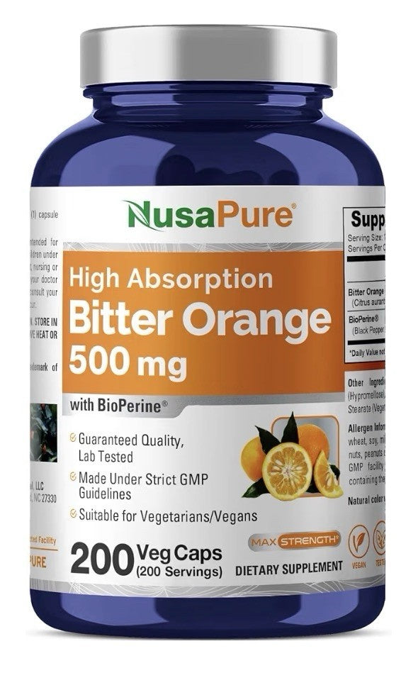 NusaPure Bitter Orange 500mg 200 Veg Capsules 200 Servings High Absorption