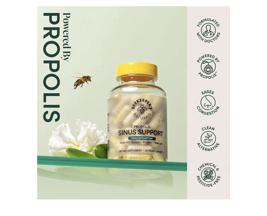 Beekeeper's Naturals Propolis Sinus Support Adults Seasonal Nasal Care Relief