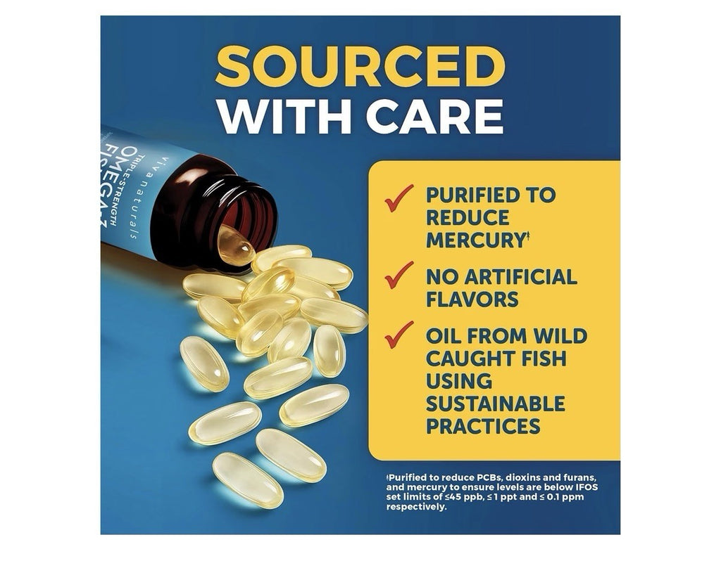 Viva Naturals Omega 3 Fish Oil Triple Strength EPA DHA For Women & Men 90softgel