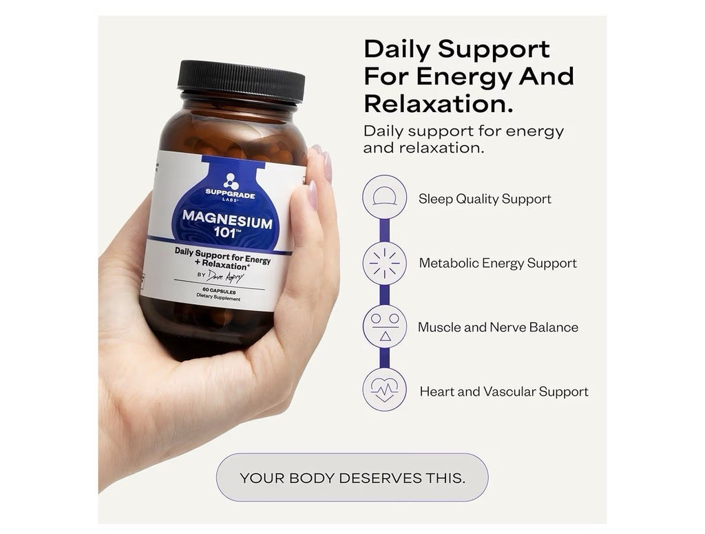 Suppgrade Labs Magnesium 101 by Dave Asprey Daily Support Sleep Metabolism 60Cap