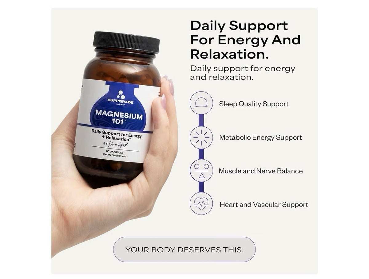 Suppgrade Labs Magnesium 101 by Dave Asprey Daily Support Sleep Metabolism 60Cap