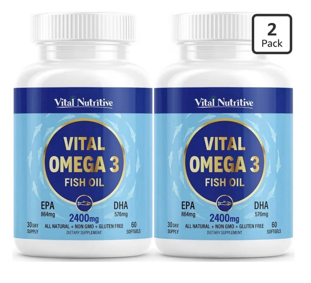 2 Pack VITAL NUTRITIVE Vital Omega 3 Fish Oil EPA DHA Brain Heart Health