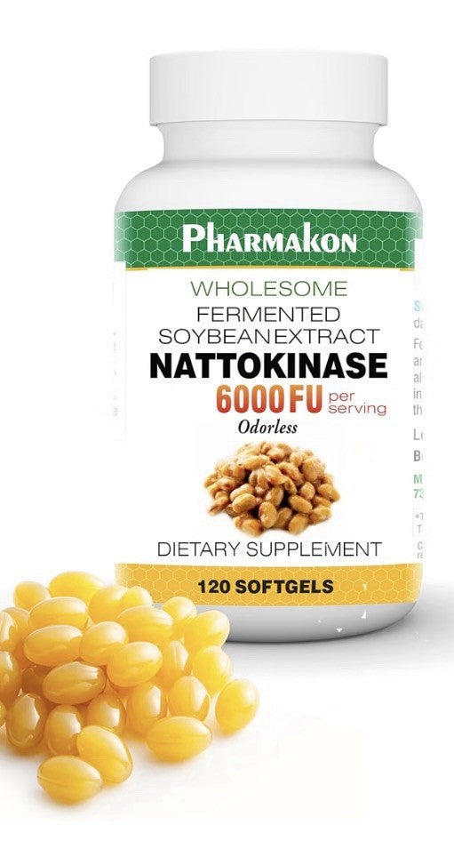 PHARMAKON Nattokinase 6000 FU Odorless Wholesome Fermented Soybean Extract 120sg
