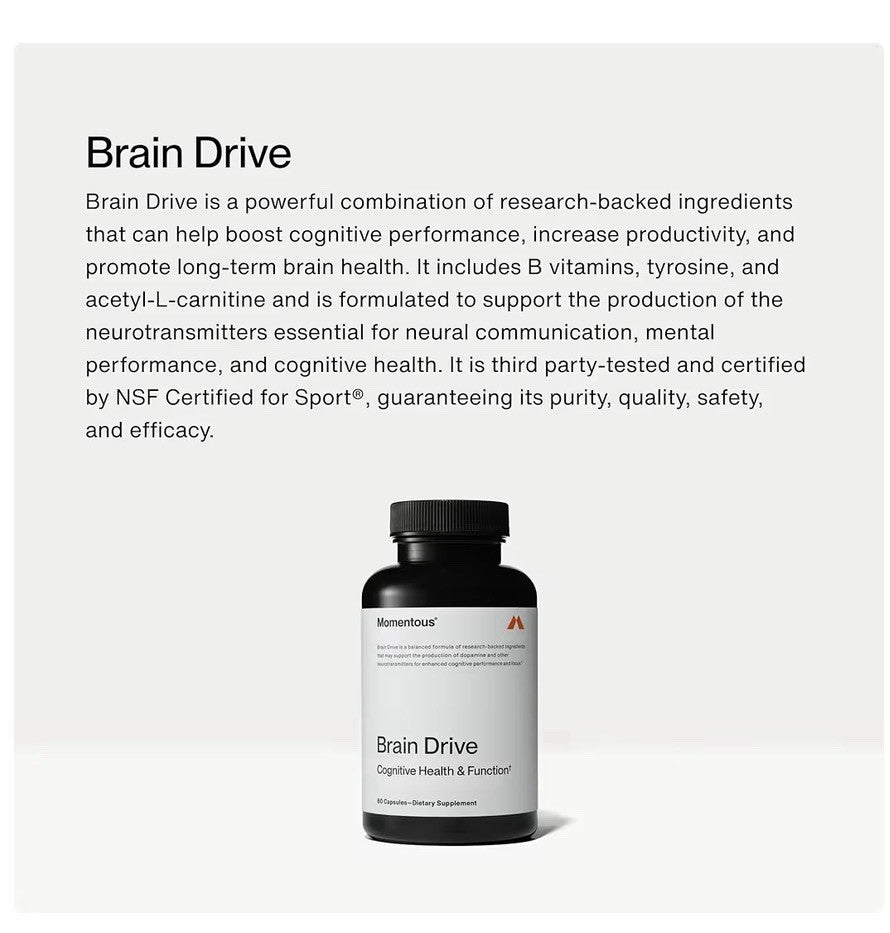 Momentous Brain Drive Cognitive Health & Function Nootropic Memory Focus 60 Caps