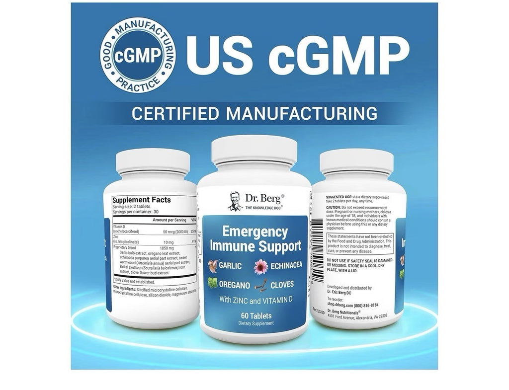 Dr. Berg Emergency Immune Support w/ Potent Blend Of Herbal Extracts 60 Tablets
