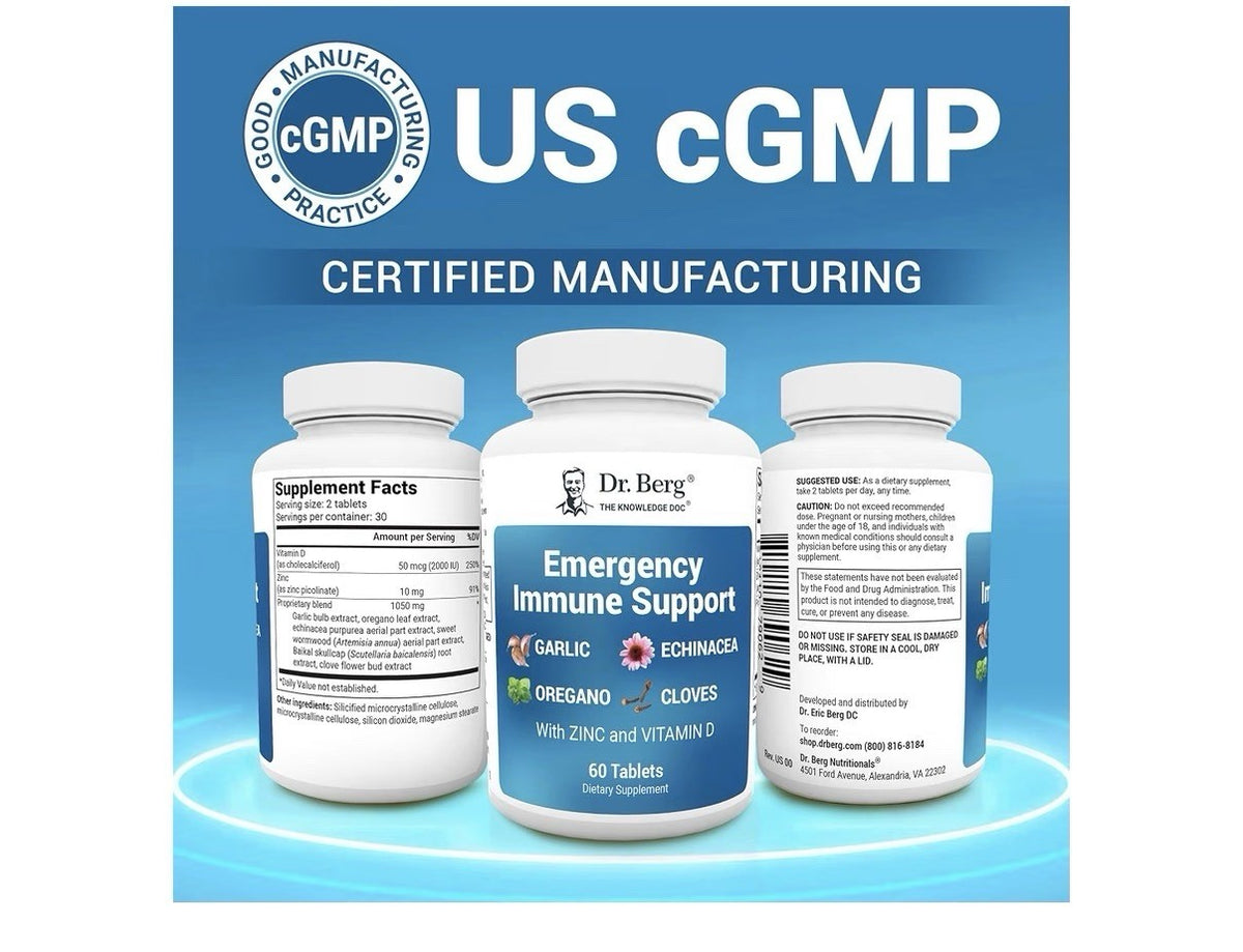 Dr. Berg Emergency Immune Support w/ Potent Blend Of Herbal Extracts 60 Tablets
