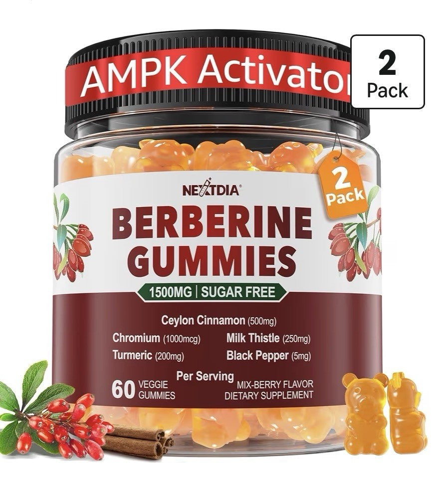 Nextdia Berberine Gummies 1500mg Ceylon Cinnamon AMPL Activator 2 Pack