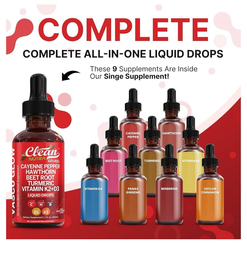 Clean Nutra Cayenne Pepper Drops Vascu Glow Supplement Liquid Drops 2oz