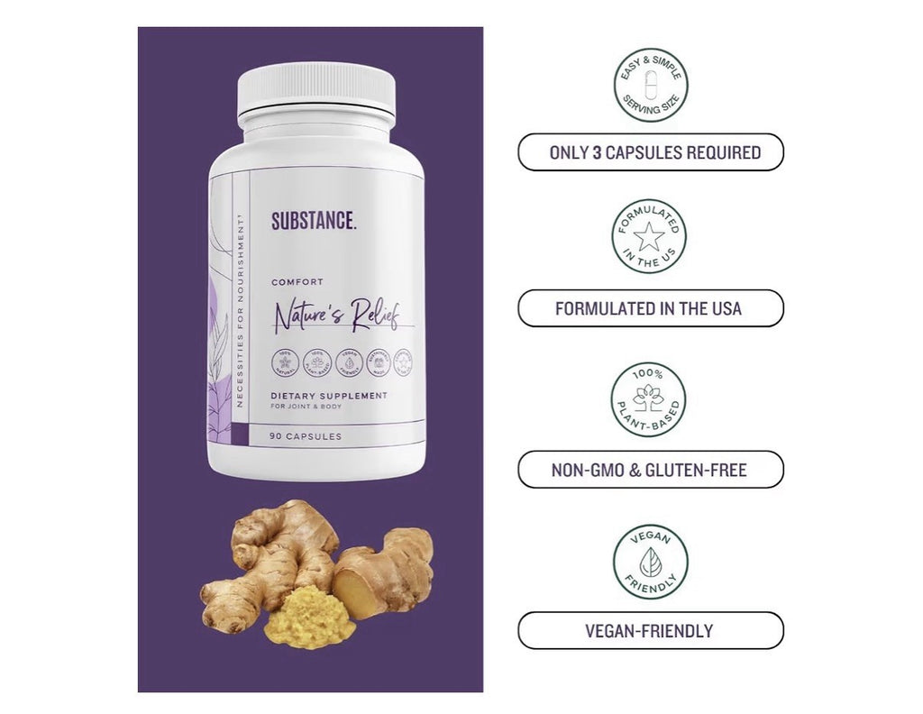 SUBSTANCE Nature’s Relief Turmeric Supplement Improve Body Muscle Joint Aches