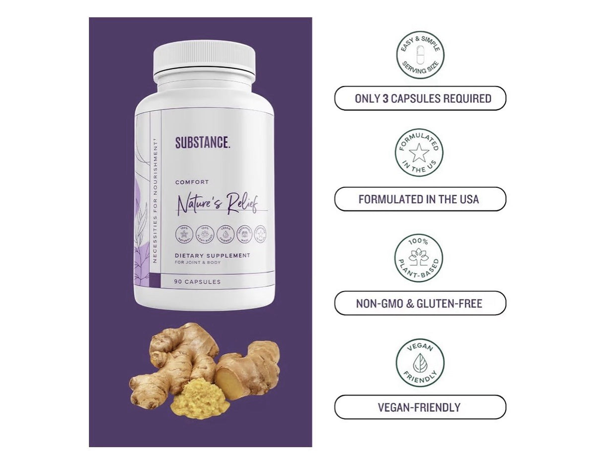 SUBSTANCE Nature’s Relief Turmeric Supplement Improve Body Muscle Joint Aches