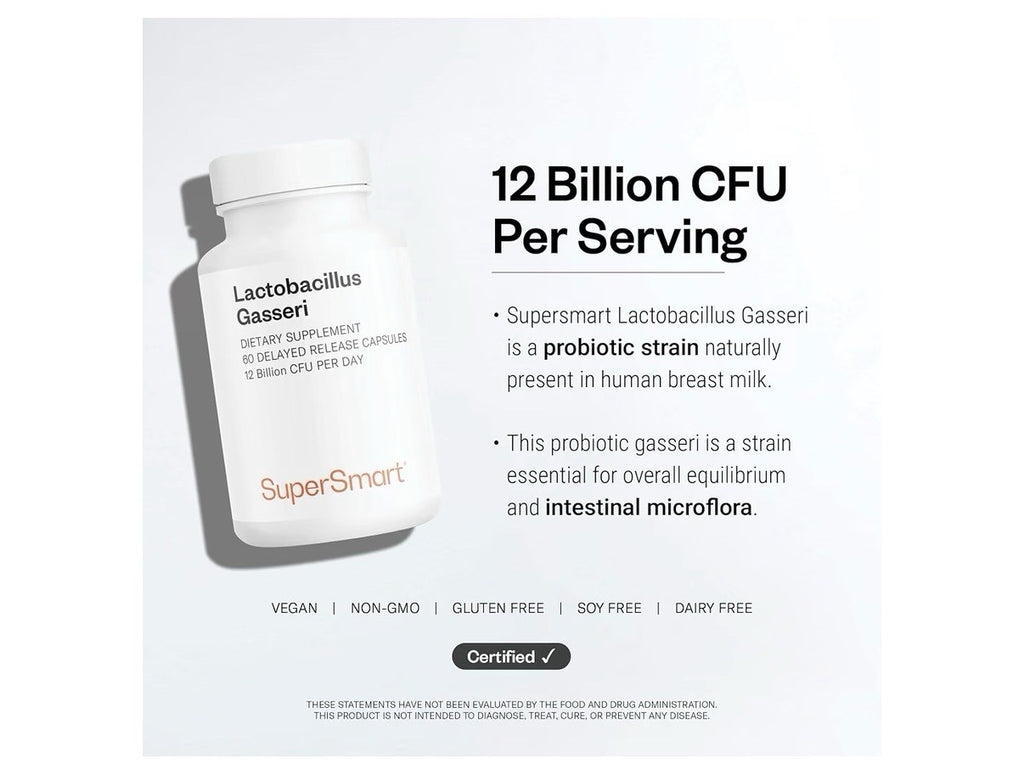 Supersmart Lactobacillus Gasseri 12 Billion CFU per Day Probiotic 90 Capsules