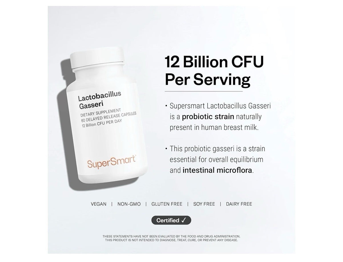 Supersmart Lactobacillus Gasseri 12 Billion CFU per Day Probiotic 90 Capsules