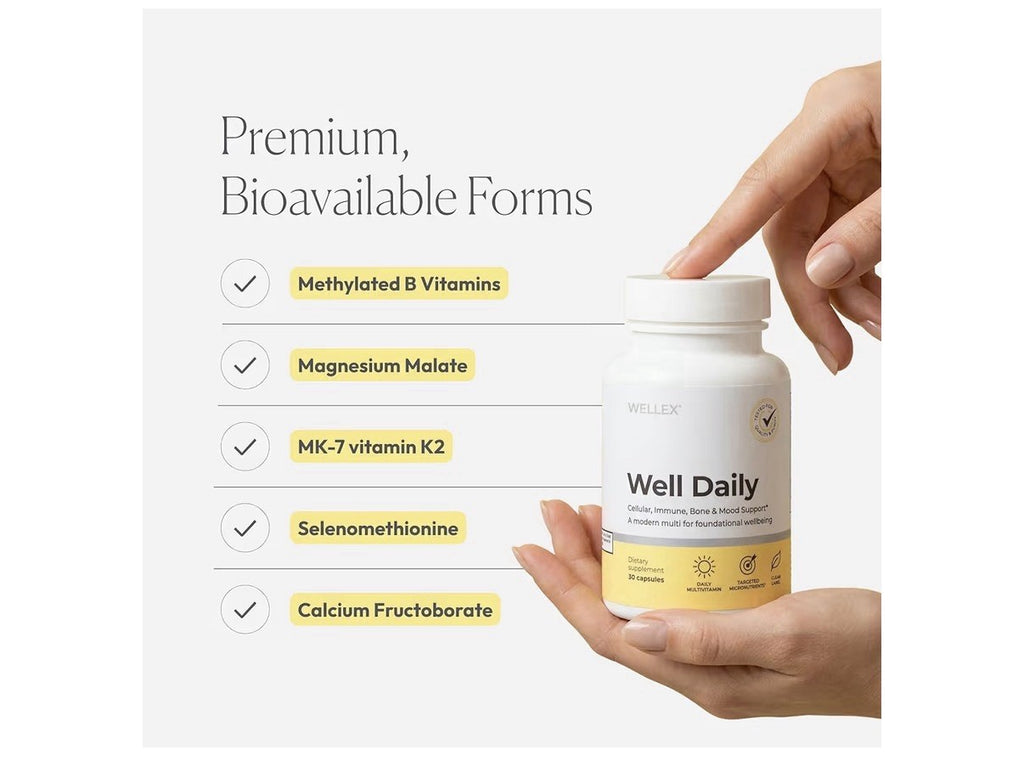 Wellex Well Daily Modern Multivitamin Cellular Immune Bond Mood Support 30 Caps