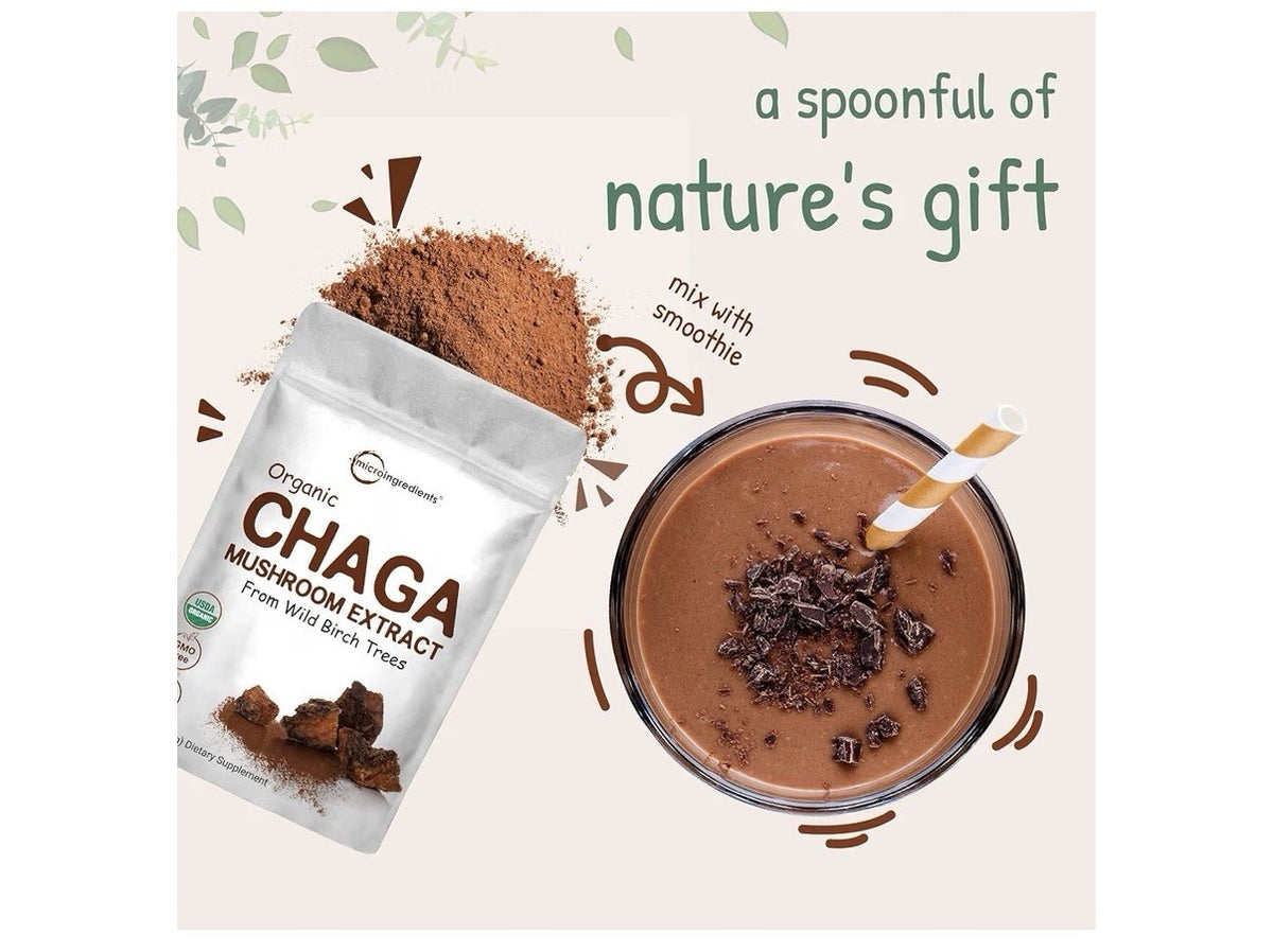 Micro Ingredients Chaga Mushroom Extract Organic From Wild Birch Trees 10 oz