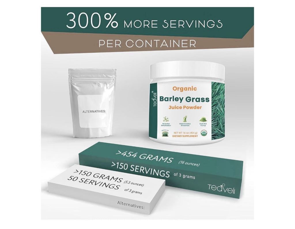 Teaveli Organic Barley Grass Juice Powder Raw Utah Grown 16 oz