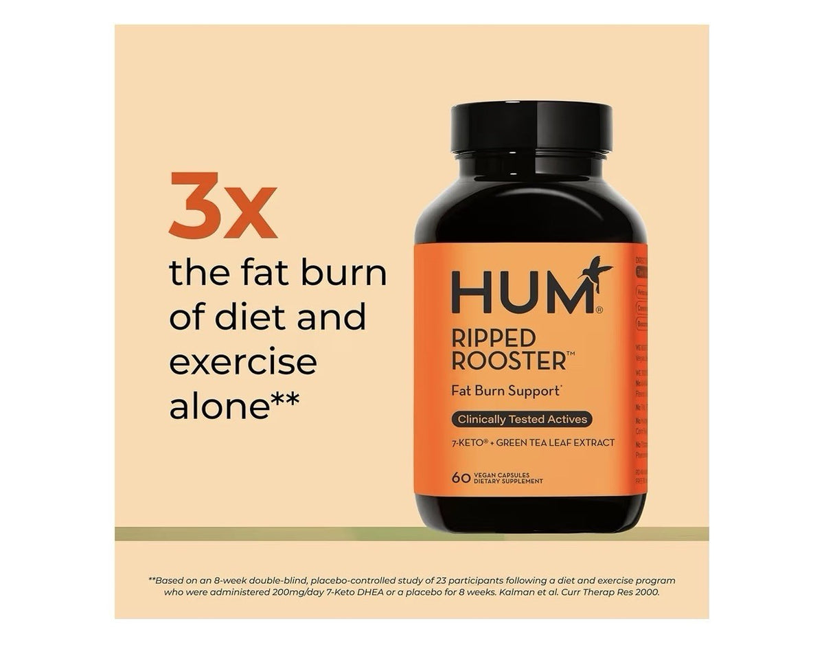 HUM Ripped Rooster Fat Burn Support Healthy Diet Natural Green Tea Extract 60cap