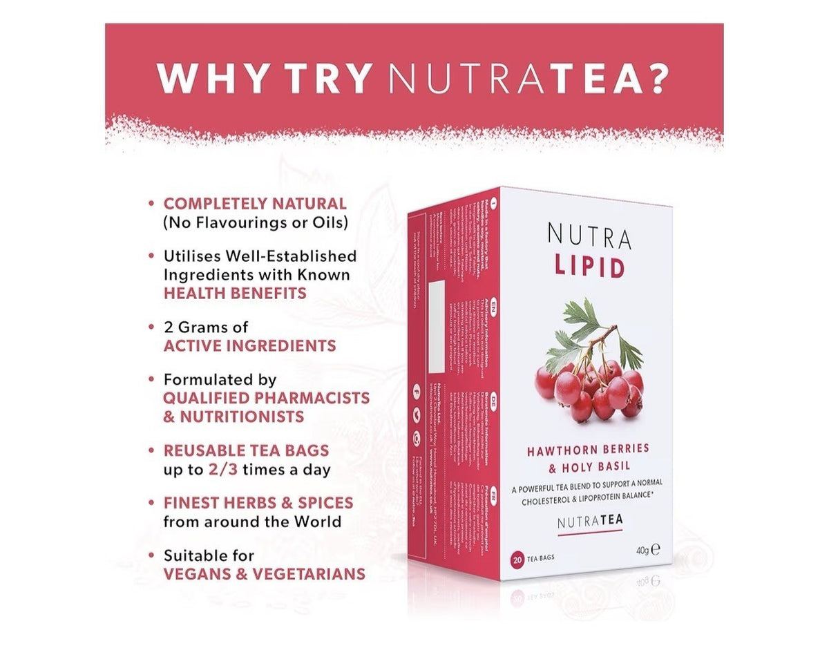 Nutra Lipid Hawthorn Berries&Holy Basil Cholesterol Lipoprotein Balance 20TeaBag