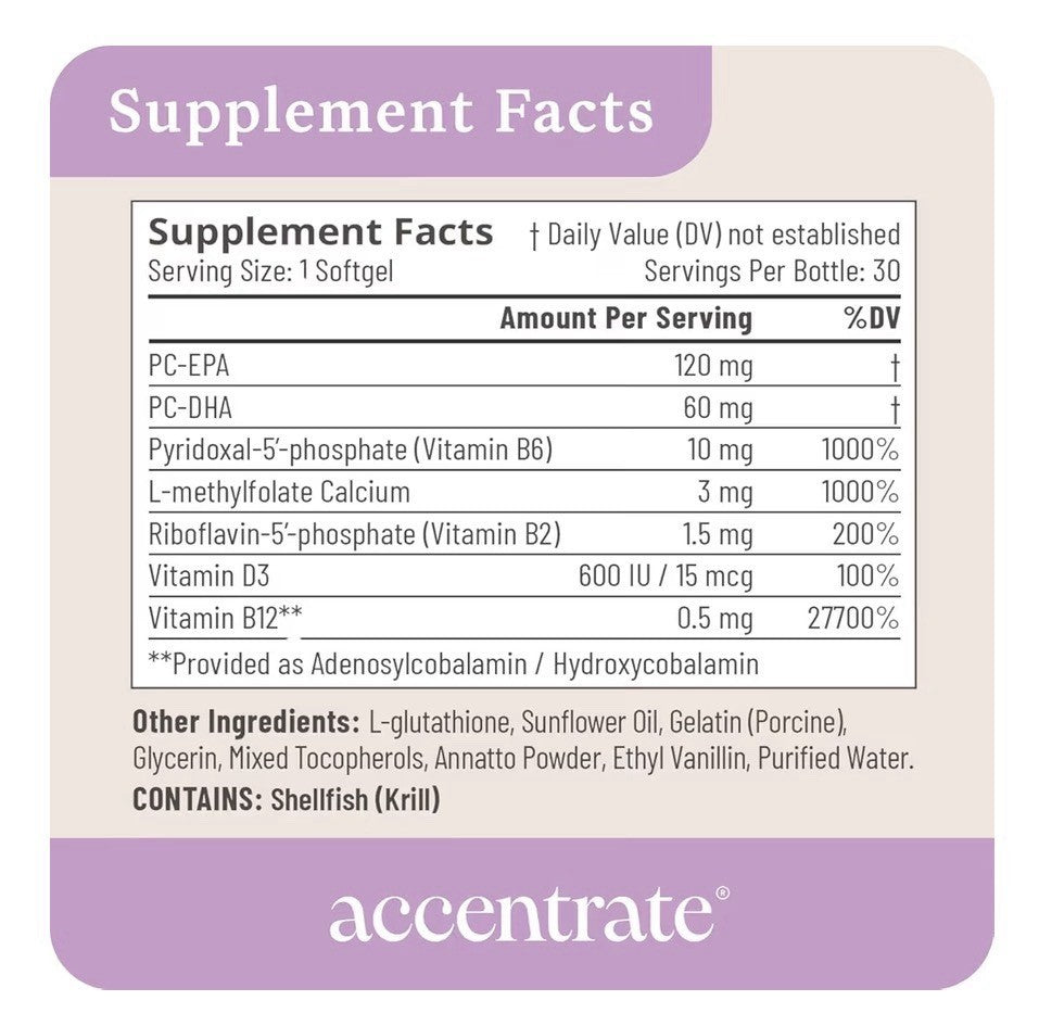 Accentrate Combo Focus Kids Supplement Methylated Vitamin B Complex Omega 30Caps
