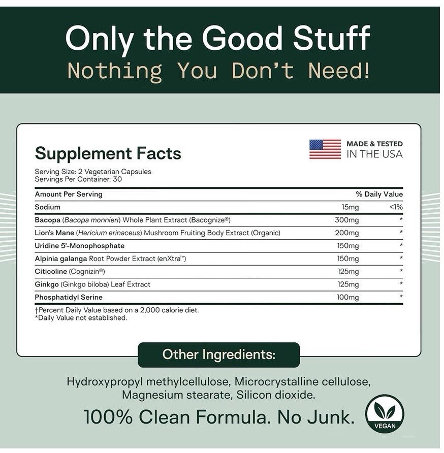 Adapt Naturals Luminous Mind Memory And Focus Nootropic Brain Supplement 60 Caps