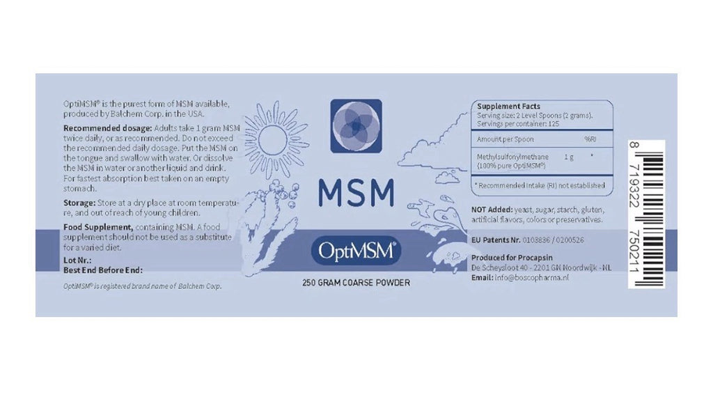 Procapsin MSM OptiMSM Pure Methylsulfonylmethane MSM Supplement Powder 250 Grams