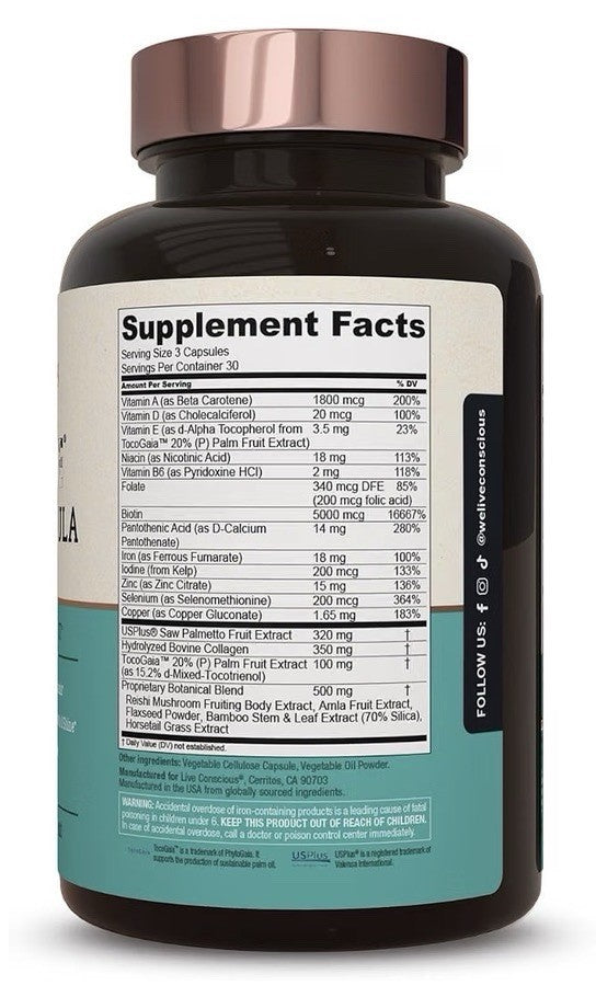 Hair La Vie Live Conscious Clinical Formula Hair Growth for Women & Men 90 Caps