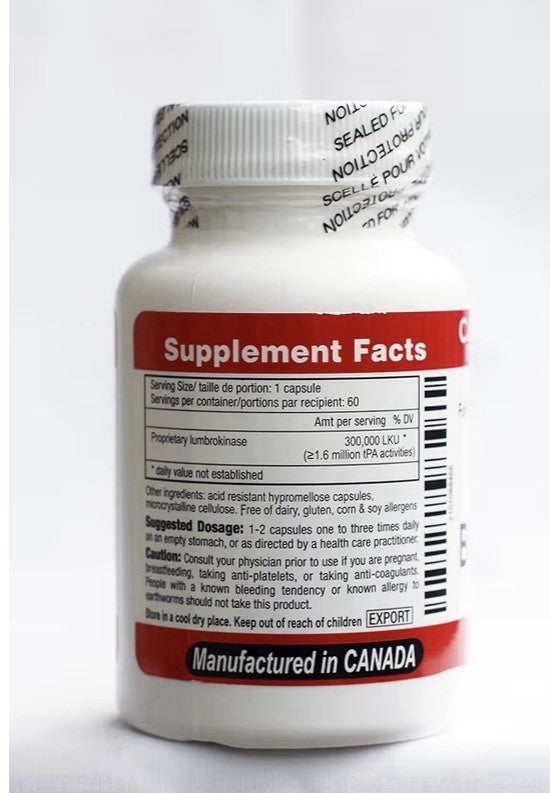 BOLUOKE Canada RNA Lumbrokinase 2 Pack 60 Capsules Each Pack Total 120 Capsules