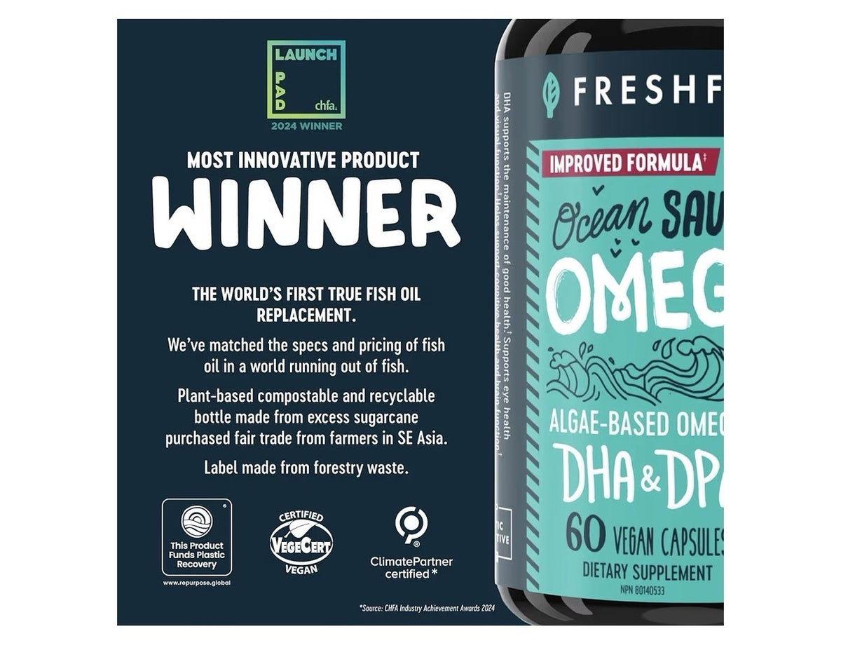 Freshfield Omega 3 Algae Based DHA + DPA Ocean Saving 120 Vegan Capsules