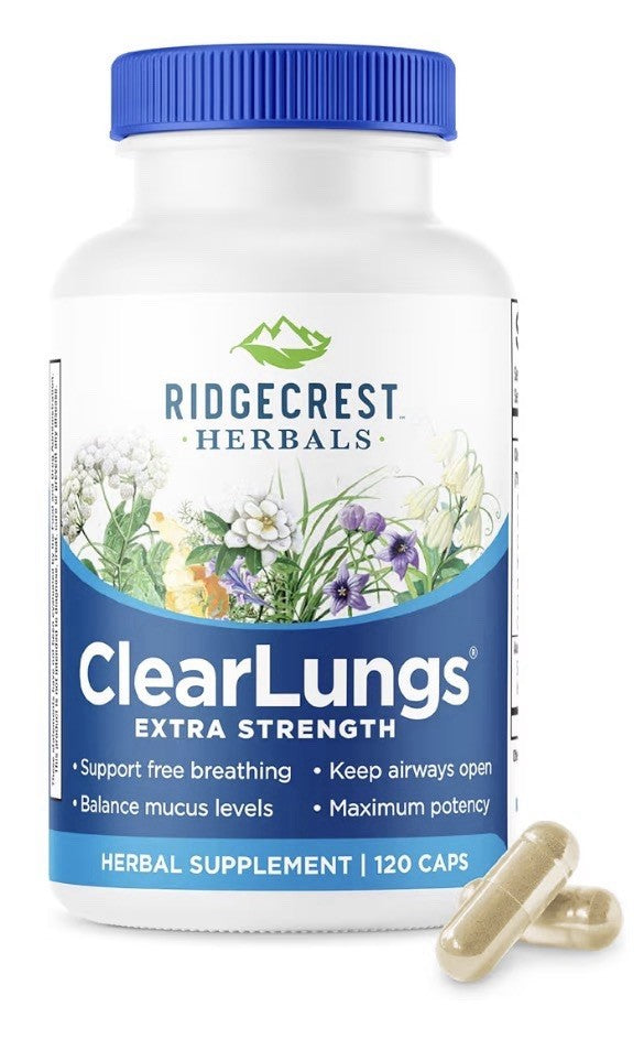 RidgeCrest Herbals ClearLungs Extra Strength Respiratory Keep Airways Open 120ca