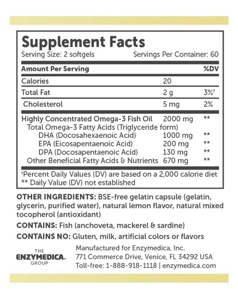 Aqua Biome Omega 3 Fish Oil Maximum Strength Triglyceride Form DPA EPA DHA 120sg