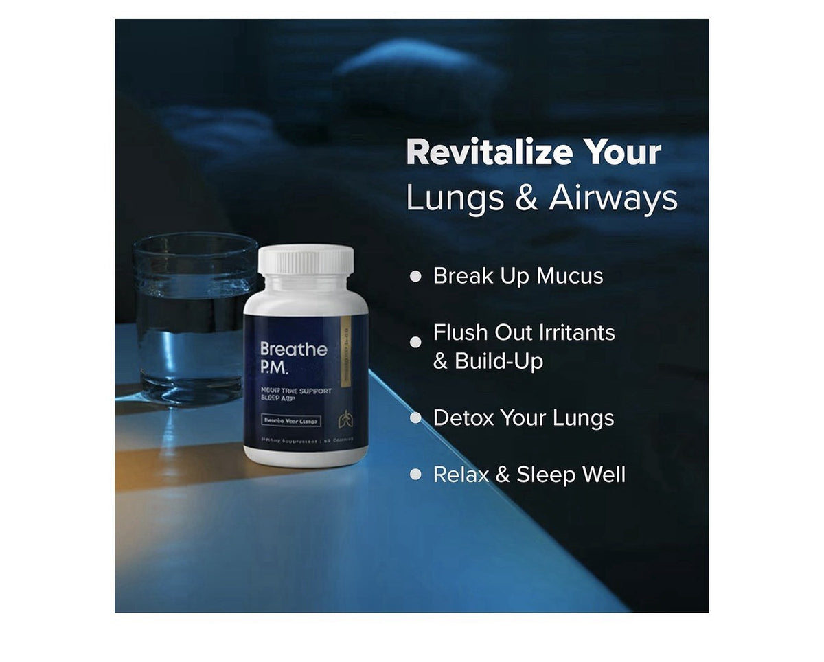 BREATHE PM Nighttime Support Sleep Aid Nourish Your Lung Mullein Lung Detox 60ca