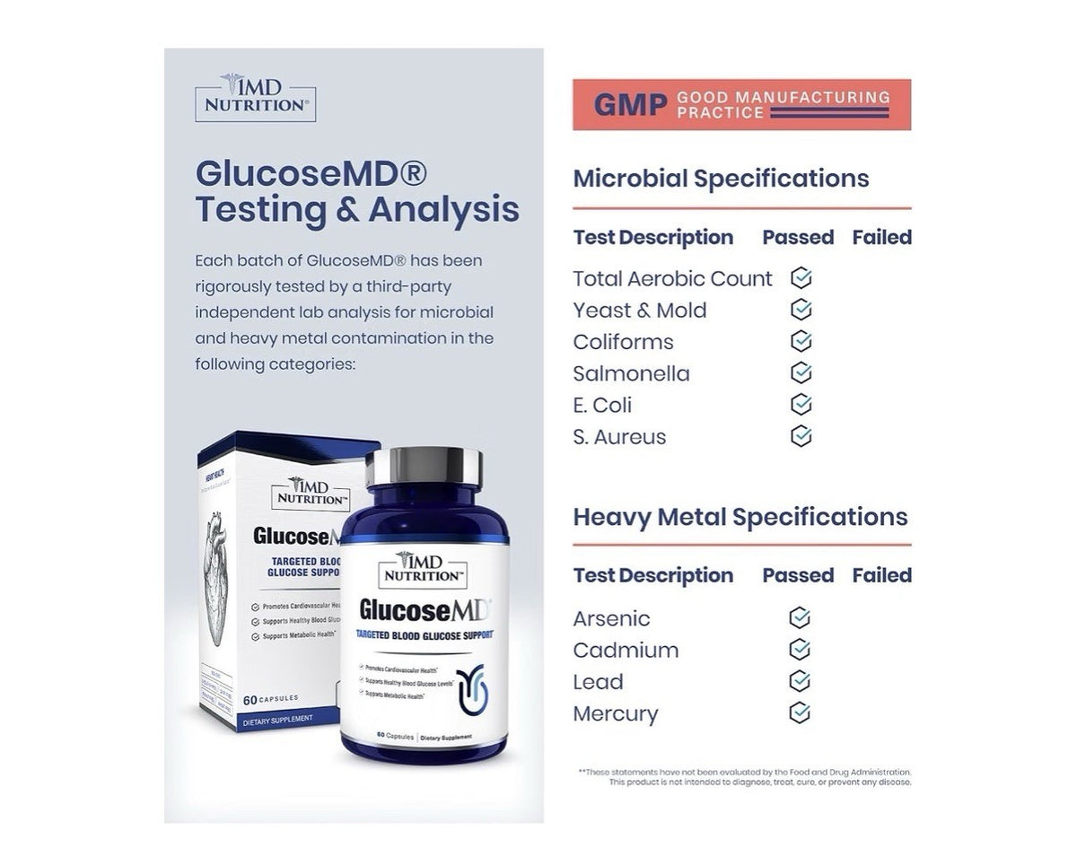 1MD Nutrition GlucoseMD Blood Glucose Support Cardiovascular Metabolic Health
