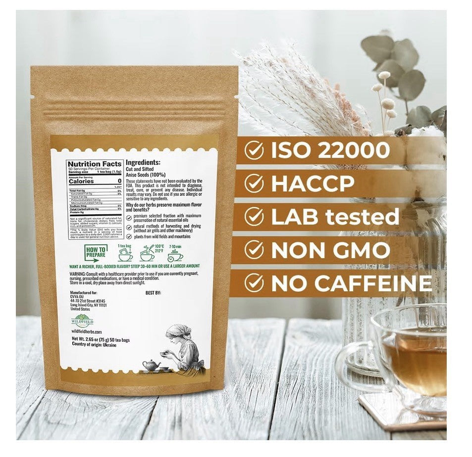 Dried Anise Seeds Anaise Herb 50 Tea Bags (Pimpinella Anisum) Semilass De Anis