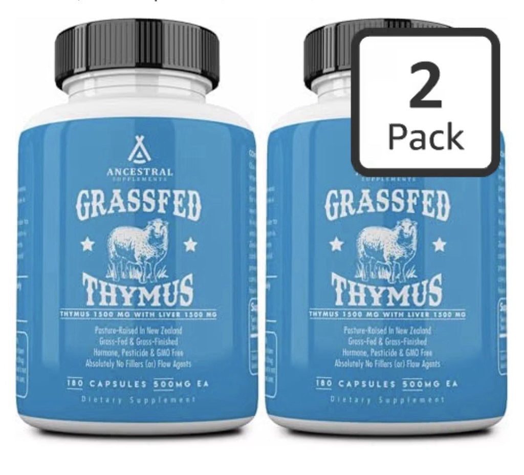 2 Pack Ancestral Supplements Grass Fed Thymus Ovine (Sheep) Glandular Extract