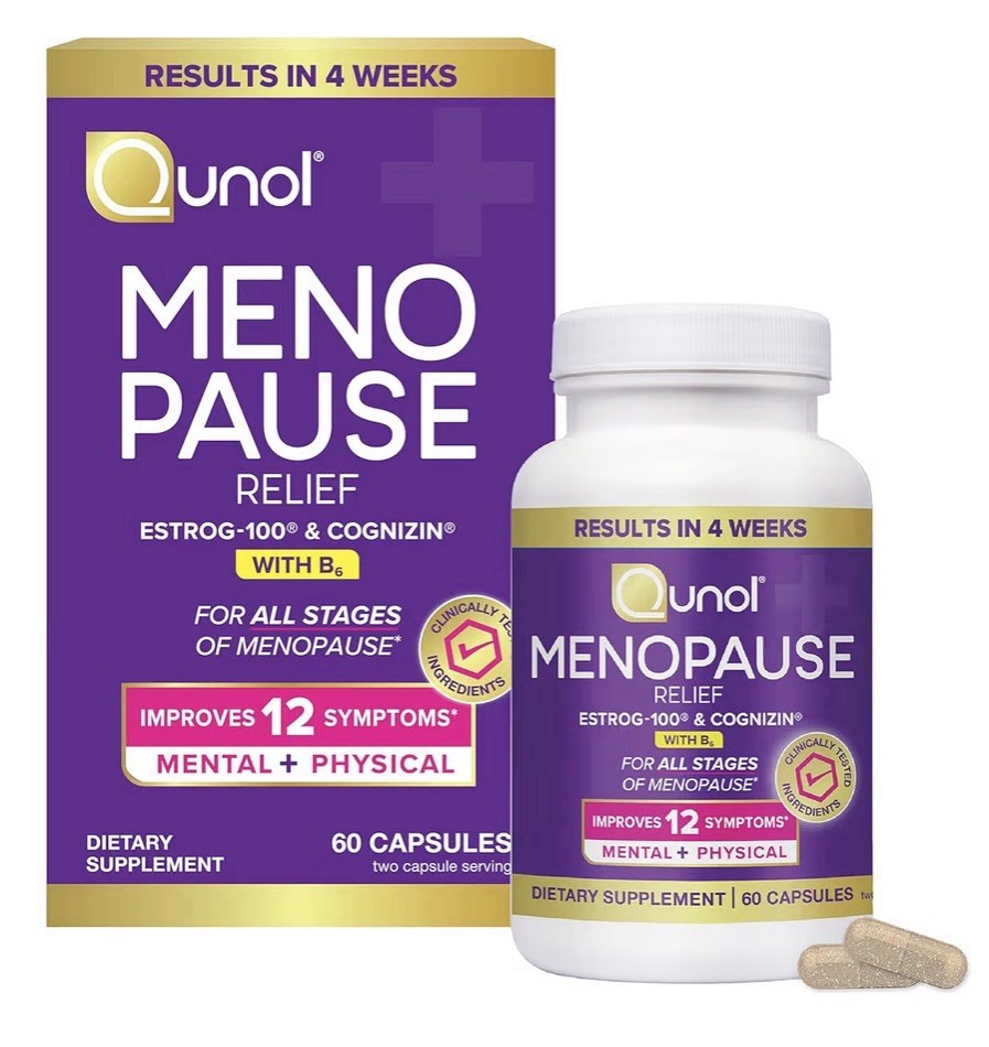 Qunol Menopause Relief Hormone Free Support Hot Flashes Night Sweats Mood 60caps