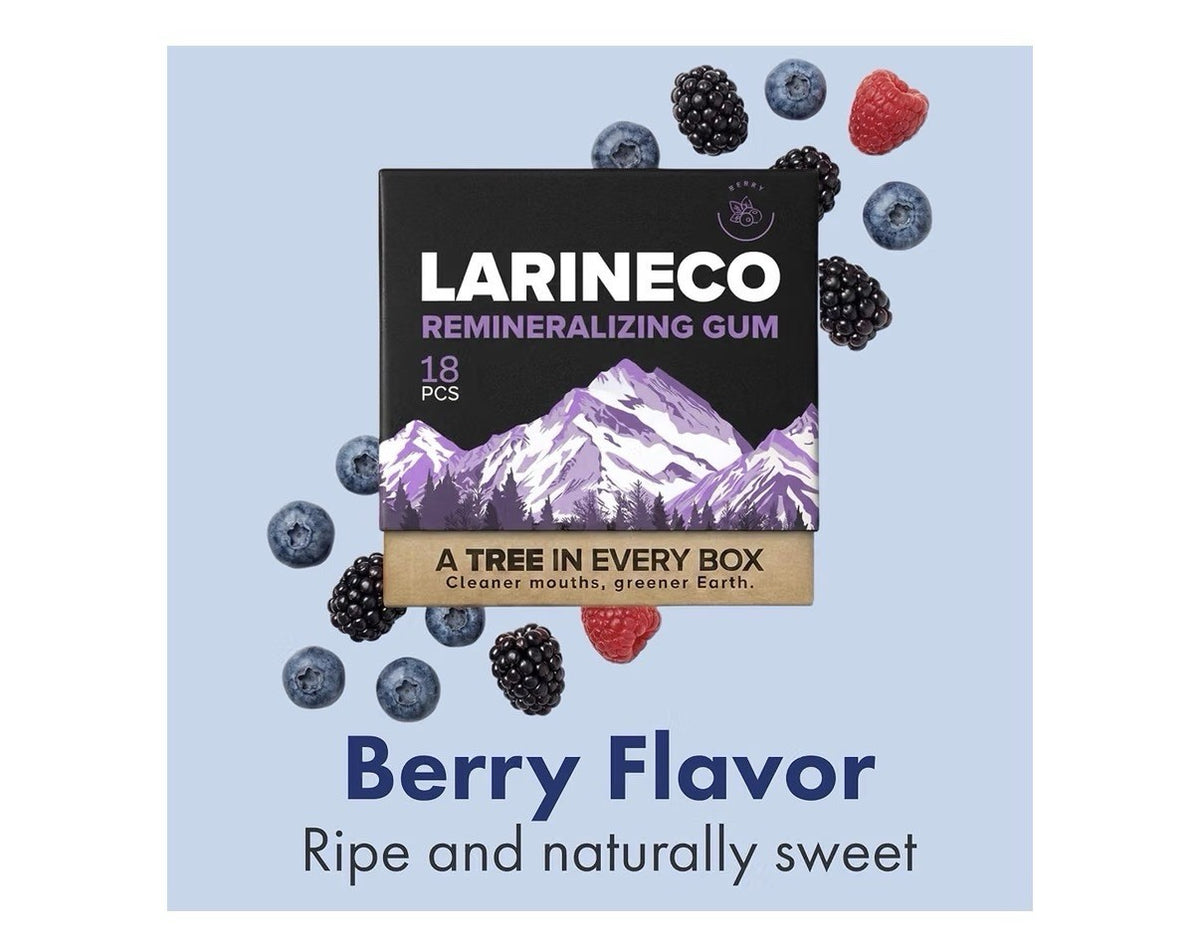 Larineco Remineralizing Gum Hydroxyapatite Xylitol Gum Berry Flavor 6 Pack