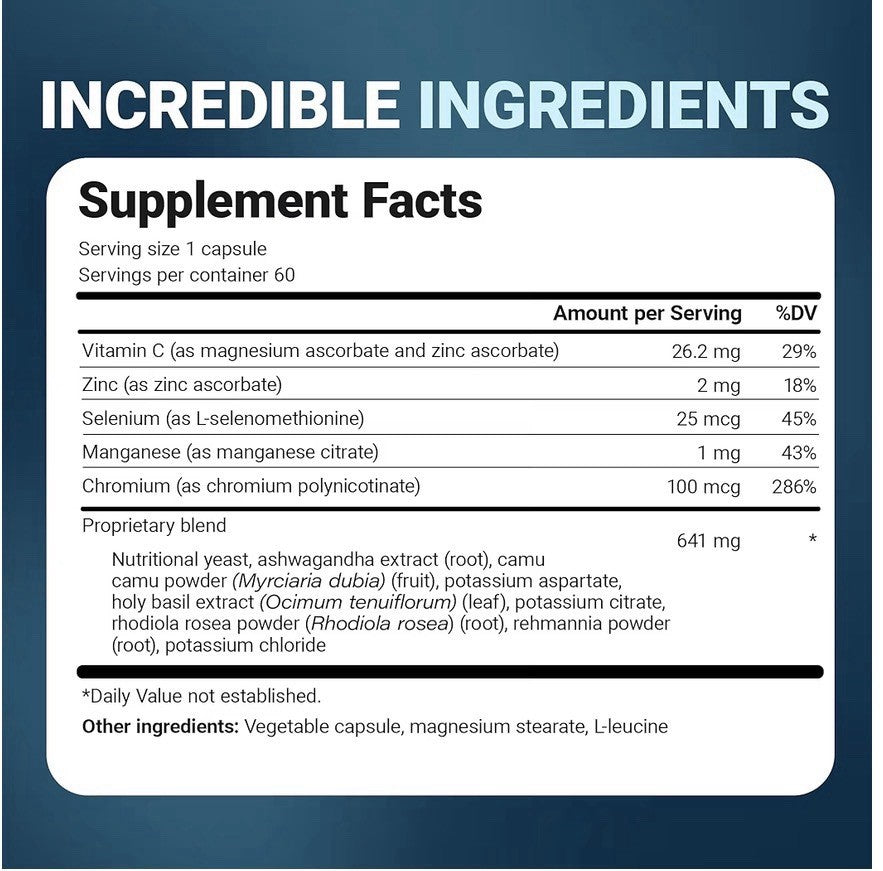 Dr. Berg Adrenal & Cortisol Support Mood Focus Relaxation Stress Support 60 Caps