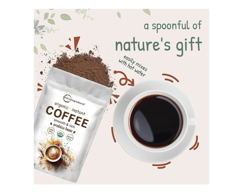 Organic Instant Coffee Powder Arabica Bean Coffee Beans Organic Smooth &Rich 1lb