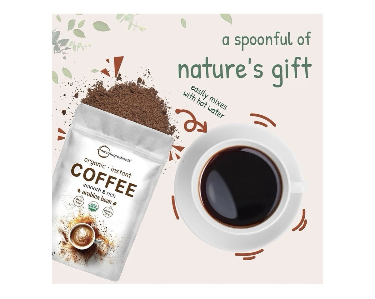Organic Instant Coffee Powder Arabica Bean Coffee Beans Organic Smooth &Rich 1lb
