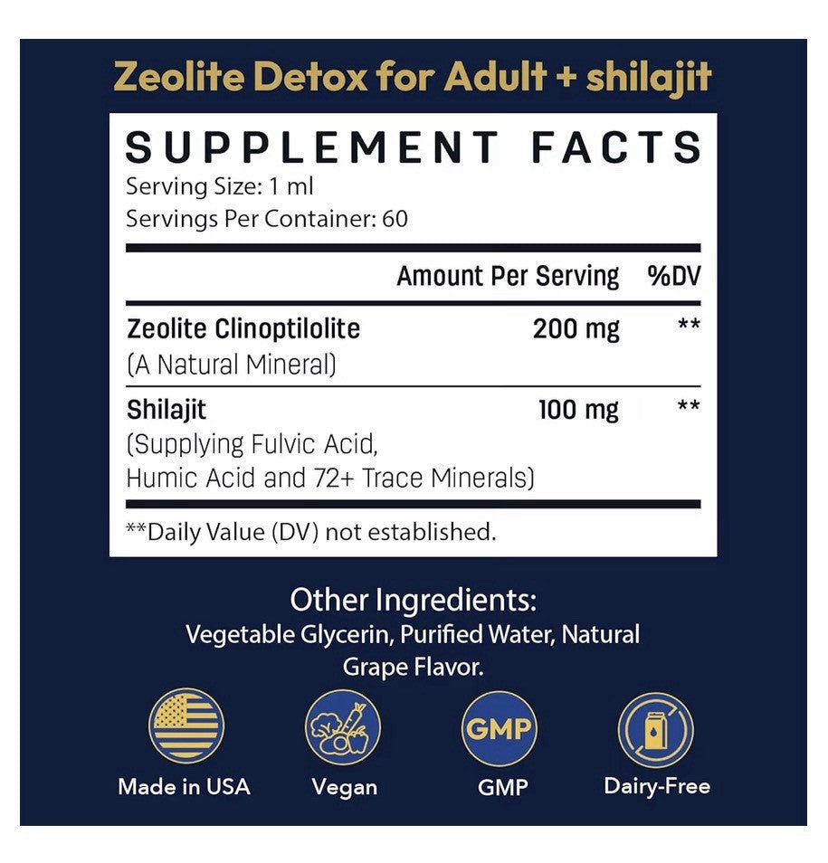 Rhytherolixian Zeolite Detox With Shiljt Grape Flavor 2 Pack Liquid Drops