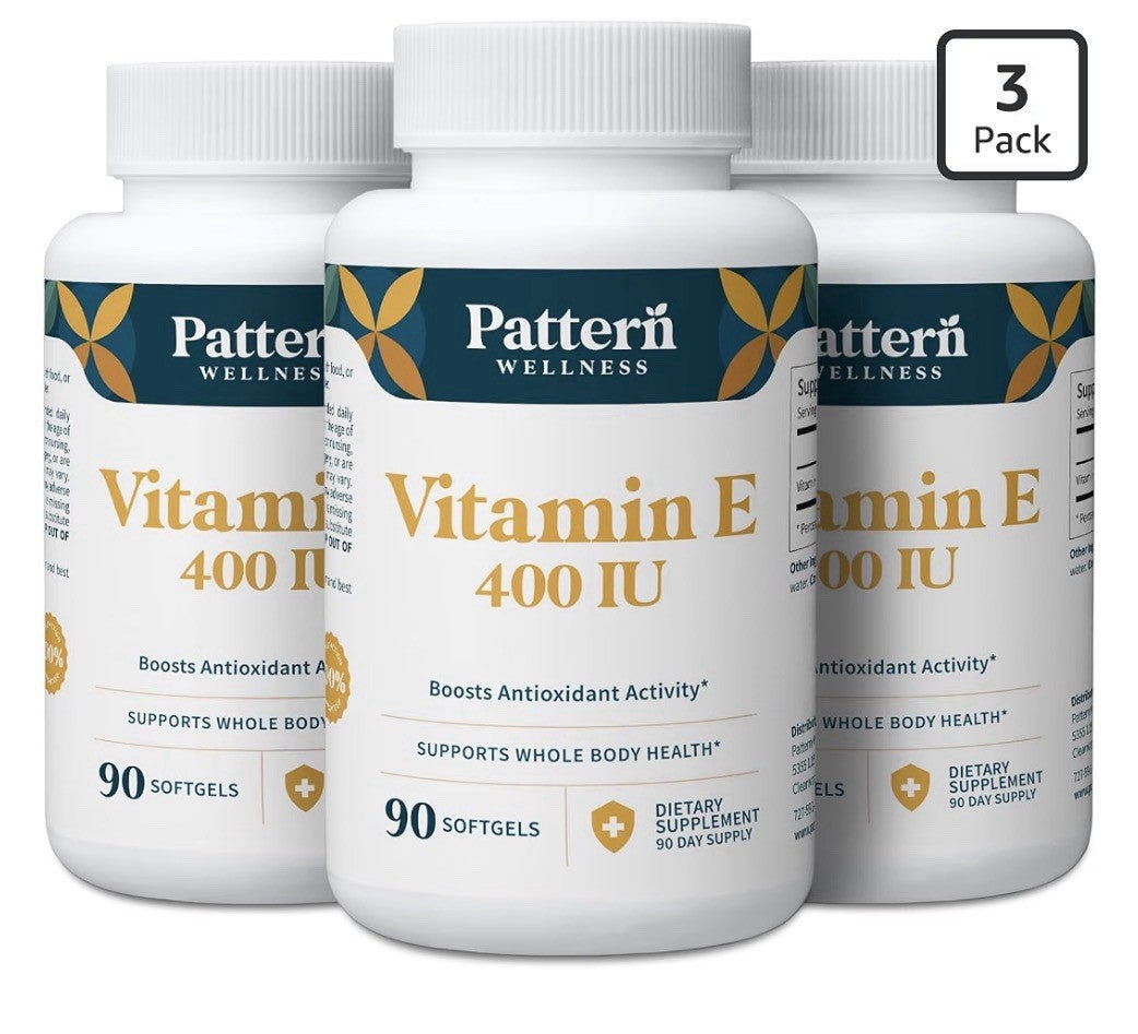 3 Pack Pattern Wellness Vitamin E 400 IU Supports Antioxidant Whole Body Health