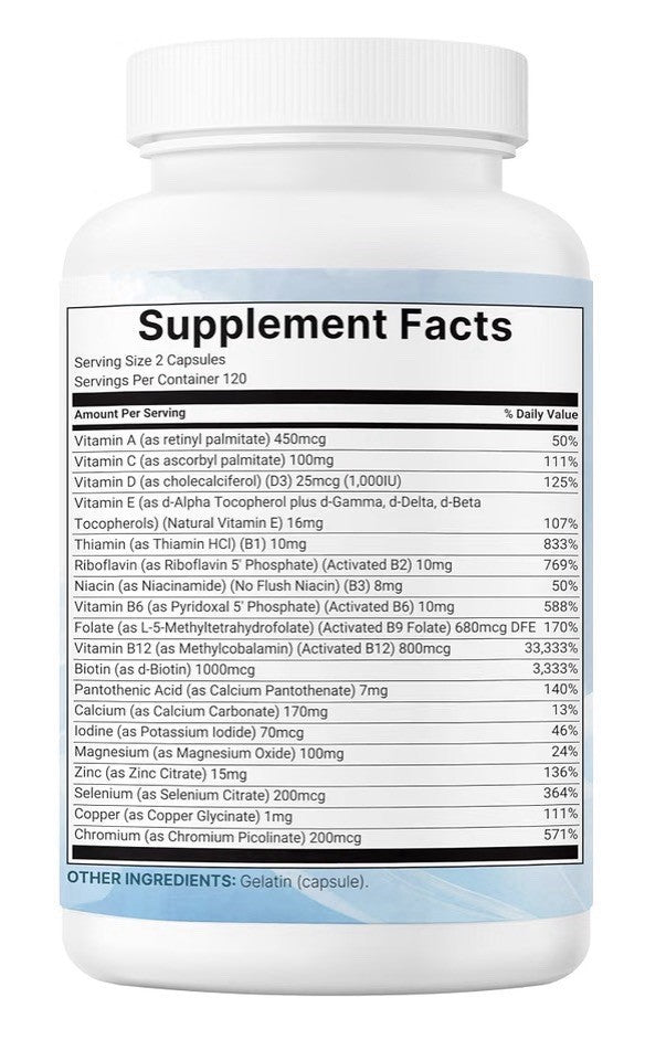 Micro Ingredients Pure Methylated Multivitamin Bioactive Forms Advanced 240 Caps