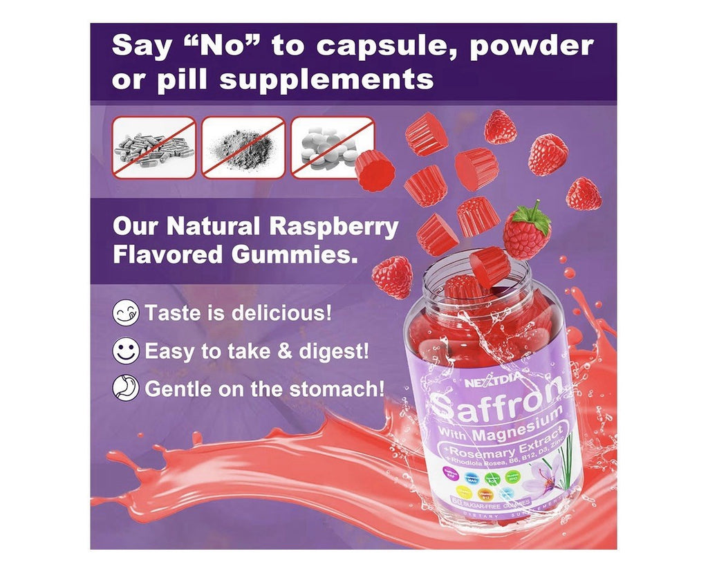 2 Pack Nextdia Saffron with Magnesium + Rosemary Extract 4 Months Supply Gummies