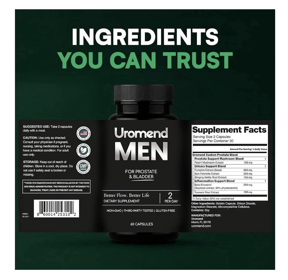 Uromend Men For Prostate & Bladder Better Flow Better Life Urinary Health 60caps