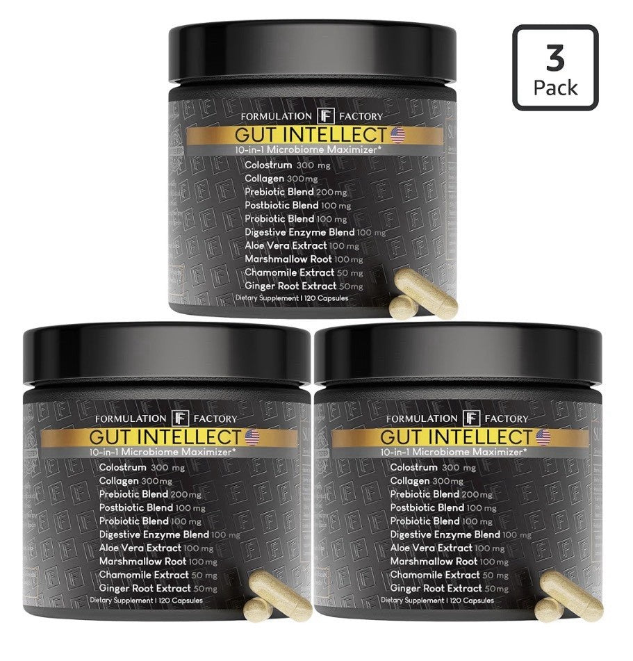 3 Pack Formulation Factory Gut Intellect 10-in-1 Microbiome Maximizer Women Men