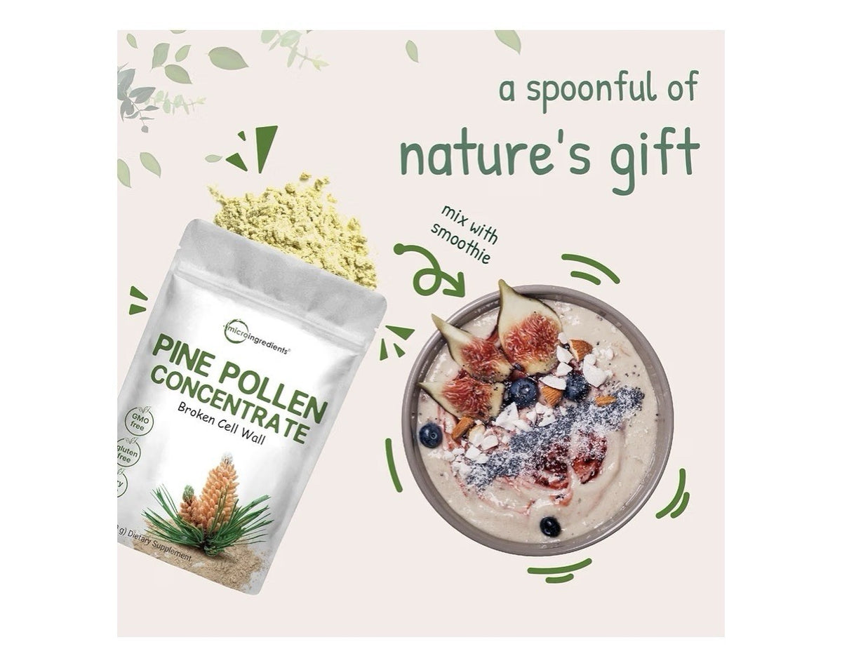 Micro Ingredients Pine Pollen Concentrate Powder Broken Cell Wall 6 oz