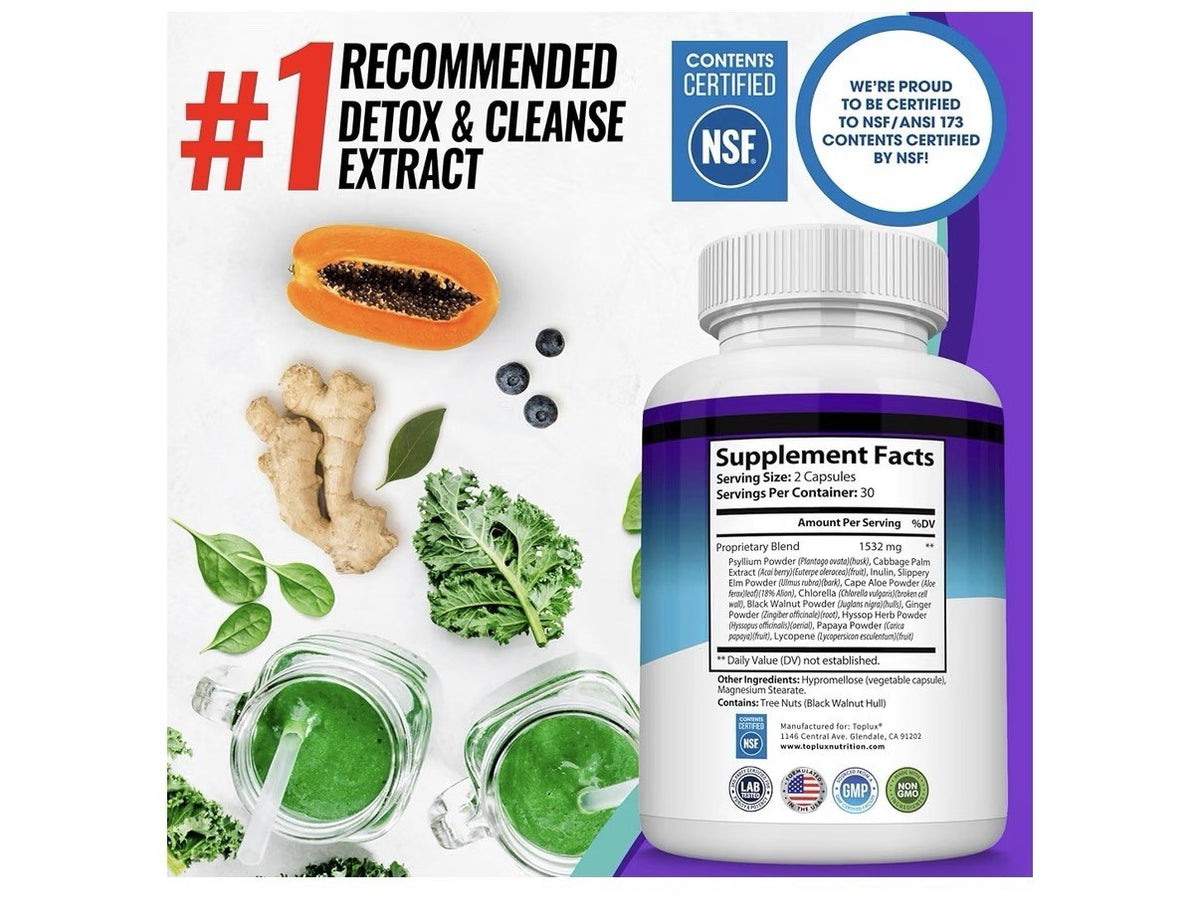 Toplux Keto Detox Total Cleansing Complex 1532 Mg Natural Detox 60 Capsules